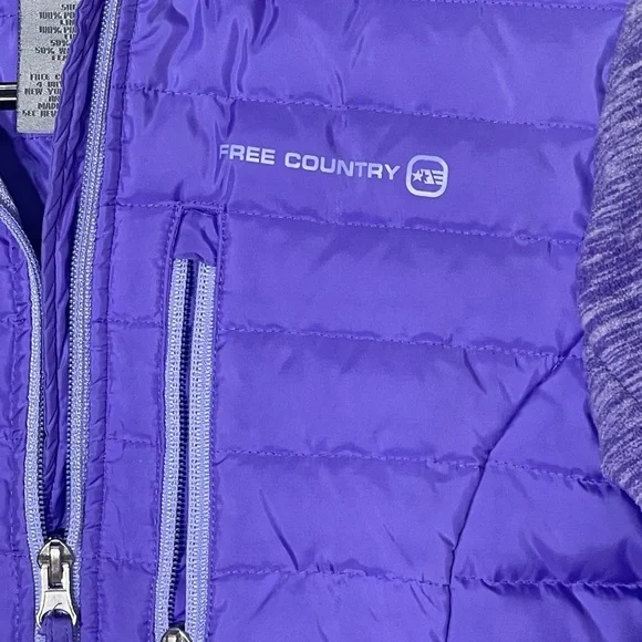 Free country hybrid puffer jacket down knit coat purple girls small 7/8 athletic - Picture 2 of 5